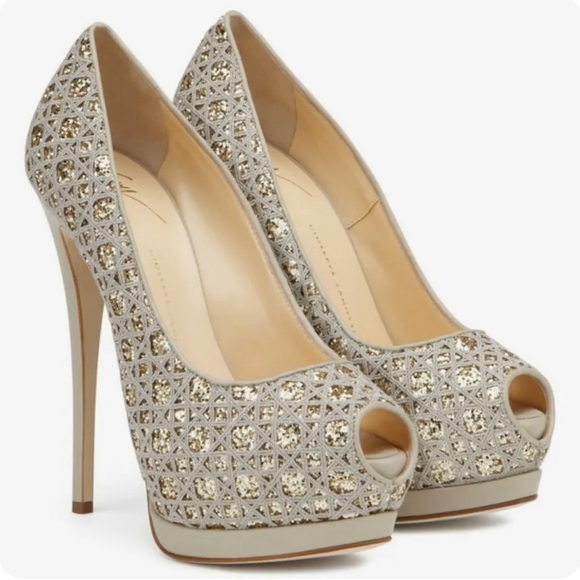 Giuseppe Zanotti Shoes - NIB giuseppe zanotti peeptoe platform gold glitter EU 39